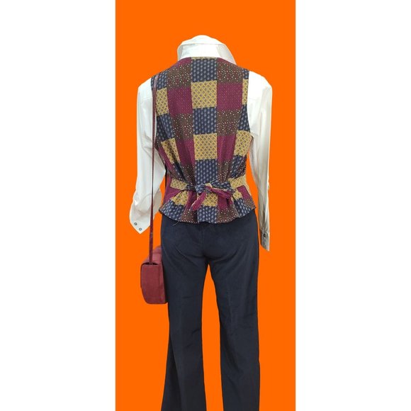 1980's-90's Gina Peters Sport Patchwork Paisley Vest - Picture 9 of 14